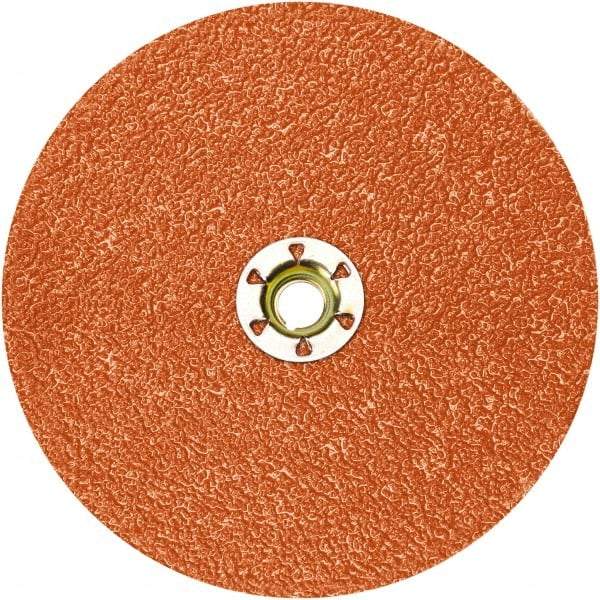 3M - 5" Diam 5/8-11 Threaded Hole 80 Grit Fiber Disc - Medium Grade, Ceramic, 12,000 Max RPM, Series 987C - Apex Tool & Supply