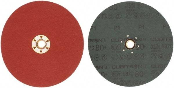 3M - 7" Diam 5/8-11 Threaded Hole 80 Grit Fiber Disc - Medium Grade, Ceramic, 8,600 Max RPM, Series 987C - Apex Tool & Supply