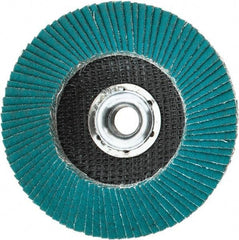 3M - 80 Grit, 4-1/2" Disc Diam, 5/8-11 Center Hole, Type 27 Zirconia Alumina Flap Disc - 13,300 Max RPM, Cloth Backing, Arbor Attaching System, Coated - Apex Tool & Supply