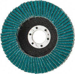 3M - 36 Grit, 4-1/2" Disc Diam, 7/8" Center Hole, Type 27 Zirconia Alumina Flap Disc - 13,300 Max RPM, Cloth Backing, Arbor Attaching System, Coated - Apex Tool & Supply