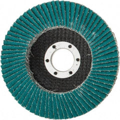 3M - 40 Grit, 4-1/2" Disc Diam, 7/8" Center Hole, Type 27 Zirconia Alumina Flap Disc - 13,300 Max RPM, Cloth Backing, Arbor Attaching System, Coated - Apex Tool & Supply