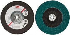 3M - 40 Grit, 7" Disc Diam, 5/8-11 Center Hole, Type 27 Zirconia Alumina Flap Disc - 8,600 Max RPM, Cloth Backing, Arbor Attaching System, Coated - Apex Tool & Supply