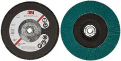 3M - 60 Grit, 7" Disc Diam, 5/8-11 Center Hole, Type 27 Zirconia Alumina Flap Disc - 8,600 Max RPM, Cloth Backing, Arbor Attaching System, Coated - Apex Tool & Supply