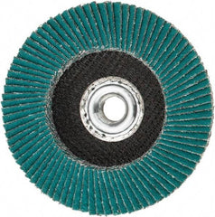 3M - 40 Grit, 4-1/2" Disc Diam, 5/8-11 Center Hole, Type 27 Zirconia Alumina Flap Disc - 13,300 Max RPM, Cloth Backing, Arbor Attaching System, Coated - Apex Tool & Supply