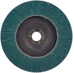 3M - 60 Grit, 4-1/2" Disc Diam, 5/8-11 Center Hole, Type 27 Zirconia Alumina Flap Disc - 13,300 Max RPM, Cloth Backing, Arbor Attaching System, Coated - Apex Tool & Supply