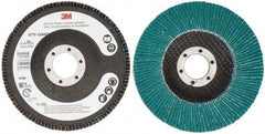 3M - 80 Grit, 4-1/2" Disc Diam, 7/8" Center Hole, Type 27 Zirconia Alumina Flap Disc - 13,300 Max RPM, Cloth Backing, Arbor Attaching System, Coated - Apex Tool & Supply