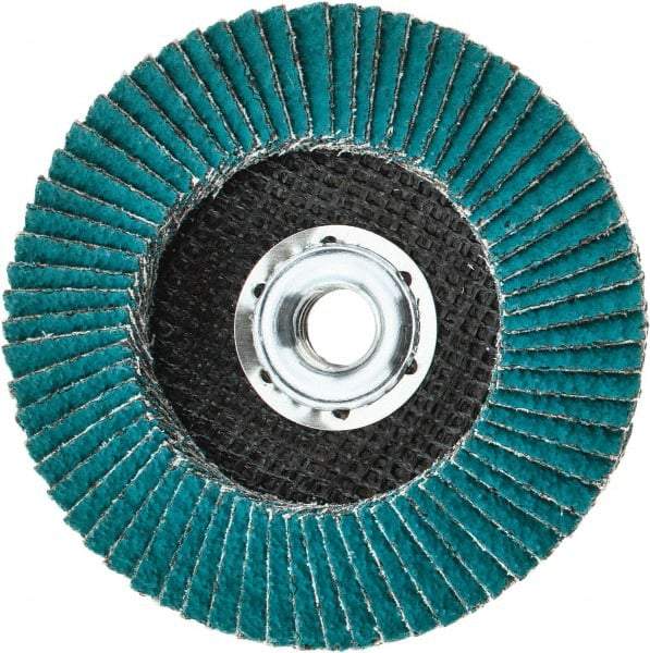 3M - 36 Grit, 4-1/2" Disc Diam, 5/8-11 Center Hole, Type 29 Zirconia Alumina Flap Disc - 13,300 Max RPM, Cloth Backing, Arbor Attaching System, Coated - Apex Tool & Supply