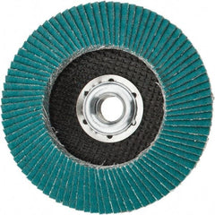 3M - 80 Grit, 4-1/2" Disc Diam, 5/8-11 Center Hole, Type 29 Zirconia Alumina Flap Disc - 13,300 Max RPM, Cloth Backing, Arbor Attaching System, Coated - Apex Tool & Supply