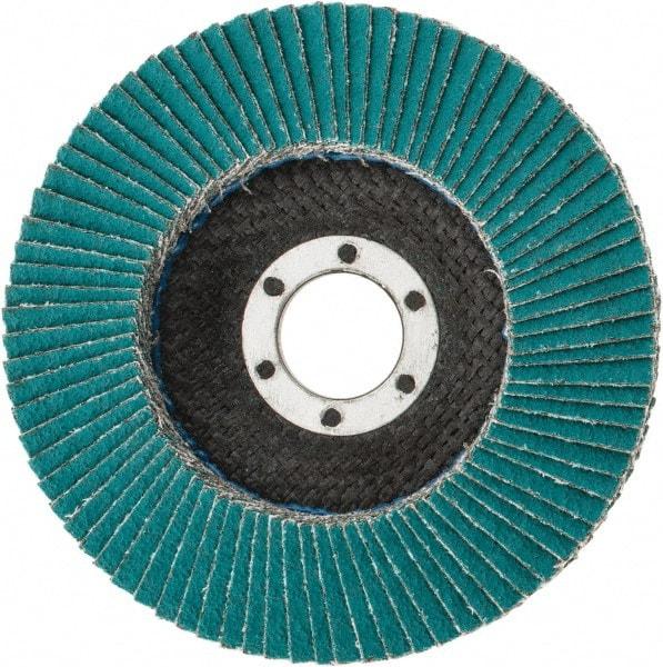 3M - 60 Grit, 4-1/2" Disc Diam, 7/8" Center Hole, Type 29 Zirconia Alumina Flap Disc - 13,300 Max RPM, Cloth Backing, Arbor Attaching System, Coated - Apex Tool & Supply