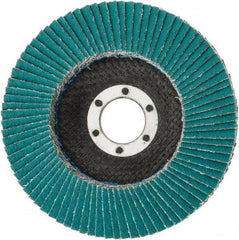 3M - 60 Grit, 4-1/2" Disc Diam, 7/8" Center Hole, Type 29 Zirconia Alumina Flap Disc - 13,300 Max RPM, Cloth Backing, Arbor Attaching System, Coated - Apex Tool & Supply