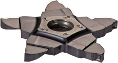 Iscar - 34F247PENTA Grade IC908, 2.46mm Cutting Width Carbide Grooving Insert - 5mm Max Depth of Cut, Left Hand, 0.2mm Corner Radius, TiN/TiAlN Finish - Apex Tool & Supply