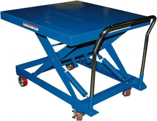 Vestil - 500 Lb Capacity Manual Scissor Elevating Cart - 14" to 34" Lift Height, 42" Platform Length x 42" Platform Width - Apex Tool & Supply