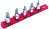 5 Piece - 1/8 - 3/8" On Rail - 3/8" Square Drive with 1/4" Replaceable Hex Bit - Hex Inch Socket Set - Apex Tool & Supply