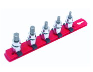 5 Piece - 4.0 - 10.0mm On Rail - 3/8" Square Drive with 1/4" Replaceable Hex Bit - Hex Metric Socket Set - Apex Tool & Supply