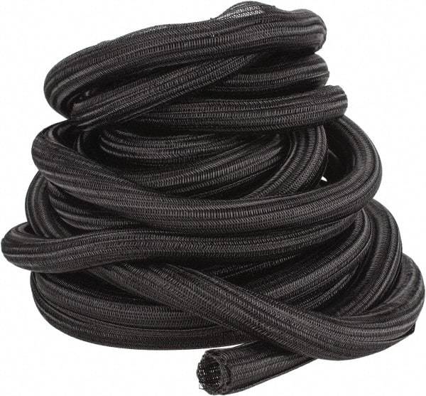 Techflex - Black Braided Cable Sleeve - 50' Coil Length, -103 to 257°F - Apex Tool & Supply
