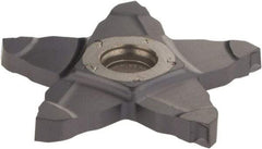 Iscar - PENTA C IC908 Grade, 0.118" Cutting Width, Carbide Cutoff Insert - 6° Right Hand Lead Angle, 0.008" Cnr Rad, TiAlN Coated, Other End - Apex Tool & Supply