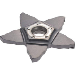 Iscar - PENTA C IC908 Grade, 0.0906" Cutting Width, Carbide Cutoff Insert - Neutral Lead Angle, 0.008" Cnr Rad, TiAlN Coated, Other End - Apex Tool & Supply