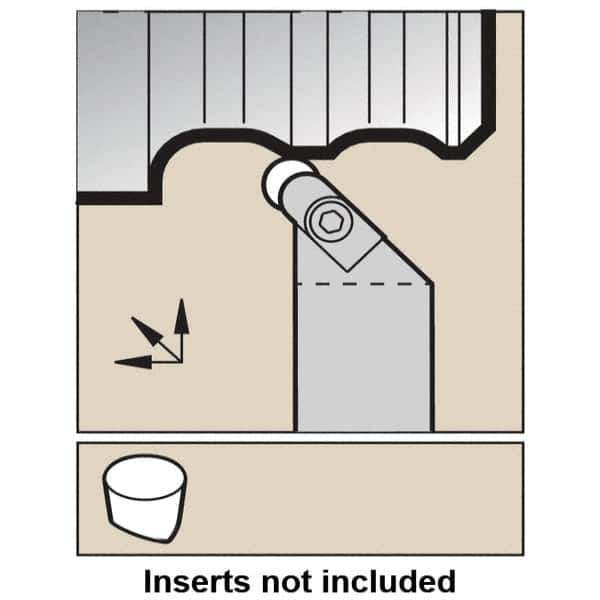 Kennametal - CRGP, Left Hand Cut, 45° Lead Angle, 1-1/4" Shank Height x 1-1/4" Shank Width, Neutral Rake Indexable Turning Toolholder - 6" OAL, R..V35 Insert Compatibility, Series V-Bottom Round - Apex Tool & Supply