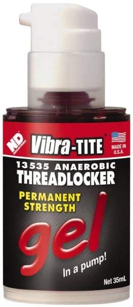 Vibra-Tite - 35 mL Bottle, Red, High Strength Gel Threadlocker - Series 135, 24 hr Full Cure Time, Hand Tool, Heat Removal - Apex Tool & Supply