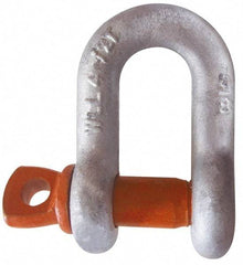 CM - 3/8" Nominal Chain Size, 1.5 Ton Carbon Steel Screw Chain Shackle - 17/32" Diam, 7/16" Pin Diam, 21/32" Wide Inside Jaw, 21/32" Inside Width - Apex Tool & Supply