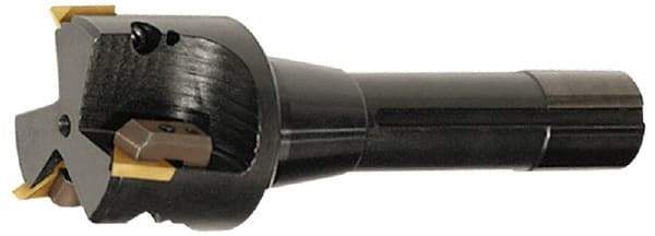 APT - 2-3/4" Cut Diam, 0.65" Max Depth of Cut, 5-7/8" OAL, Indexable Square Shoulder End Mill - TPC 32..., TPG 32., TPU 32. Inserts, R8 Taper Shank, 90° Lead Angle, Series Tri-Dex - Apex Tool & Supply