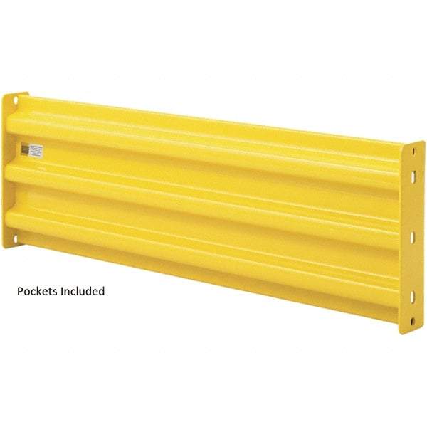 Steel King - 7' Long x 14" High, Yellow Steel Straight Heavy Duty Guard Rail - 3 Rails Accommodated, 2-1/2" Deep, 54 Lb - Apex Tool & Supply