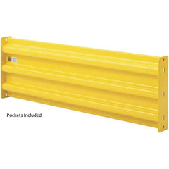 Steel King - 7' Long x 14" High, Yellow Steel Straight Heavy Duty Guard Rail - 3 Rails Accommodated, 2-1/2" Deep, 54 Lb - Apex Tool & Supply
