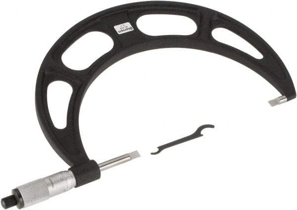 Starrett - 6" to 7" Mechanical Satin Chrome Coated Blade Micrometer - 0.001" Graduation, 0.76mm Blade Thickness, Speeder Thimble - Apex Tool & Supply