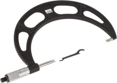 Starrett - 6" to 7" Mechanical Satin Chrome Coated Blade Micrometer - 0.001" Graduation, 0.76mm Blade Thickness, Speeder Thimble - Apex Tool & Supply
