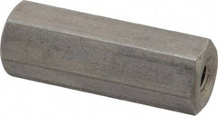 Made in USA - M6x1.00 Metric Coarse, 1-1/2" OAL Stainless Steel Standard Coupling Nut - 1/2" Width Across Flats - Apex Tool & Supply