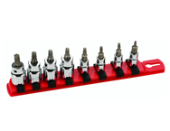 8 Piece - On 1/4" IP9; IP10; IP15; IP20. On 3/8" IP25; IP27; IP30 & IP40 On Rail - 1/4 & 3/8" Drive - TorxPlus Socket Set - Apex Tool & Supply