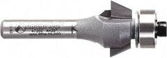 Amana Tool - 3/4" Cut Diam, 9/32" Length of Cut, 2 Flute Chamfer Edge Profile Router Bit - Carbide-Tipped, 1/4" Shank Diam, 2-3/32" OAL, Uncoated - Apex Tool & Supply