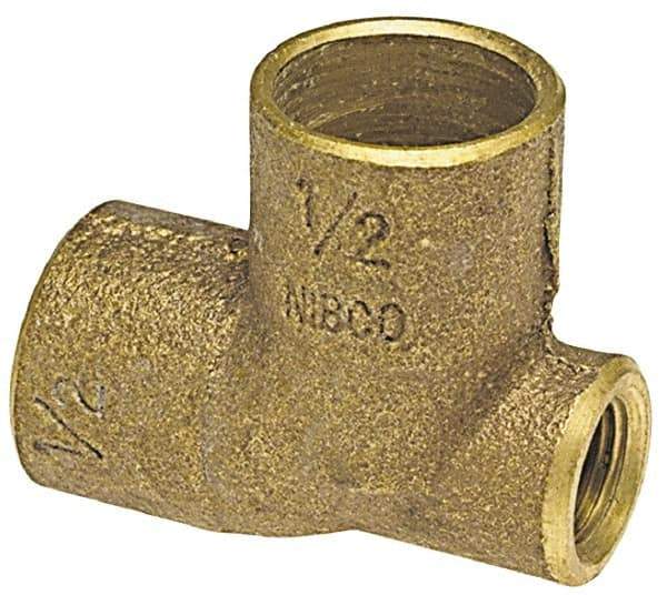 NIBCO - 1/2 x 1/8 x 3/4" Cast Copper Pipe Baseboard Tee - C x F x C, Pressure Fitting - Apex Tool & Supply
