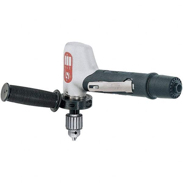 Dynabrade - 1/2" Keyed Chuck - Right Angle Handle, 3,400 RPM, 0.7 hp, 90 psi - Apex Tool & Supply