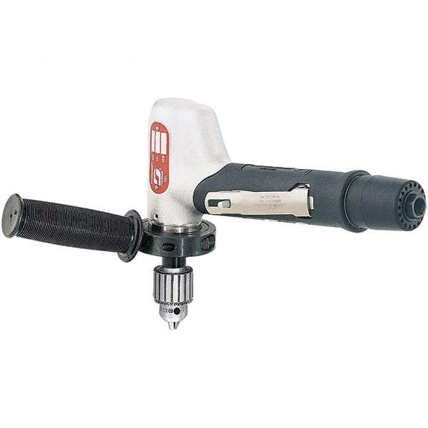 Dynabrade - 1/2" Keyed Chuck - Right Angle Handle, 4,500 RPM, 0.7 hp, 90 psi - Apex Tool & Supply