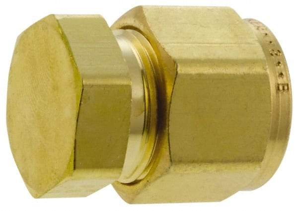 Parker - 1/2" OD, Brass End Cap - 2,200 Max Working psi, 13/16" Hex, Comp Ends - Apex Tool & Supply