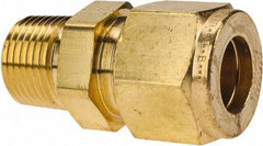 Parker - 1/2" OD, Brass Male Connector - 2,200 Max Working psi, 13/16" Hex, Comp x MNPT Ends - Apex Tool & Supply