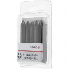 Wiha - #1, Reversible Phillips Screwdriver Pack Bit - 1/4" Drive, 2-3/8" OAL - Apex Tool & Supply