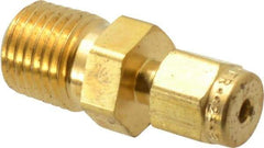 Parker - 1/8" OD, Brass Male Connector - 3,600 Max Working psi, 9/16" Hex, Comp x MNPT Ends - Apex Tool & Supply