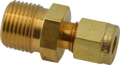 Parker - 1/4" OD, Brass Male Connector - 3,500 Max Working psi, 11/16" Hex, Comp x MNPT Ends - Apex Tool & Supply