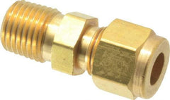 Parker - 5/16" OD, Brass Male Connector - 2,800 Max Working psi, 9/16" Hex, Comp x MNPT Ends - Apex Tool & Supply
