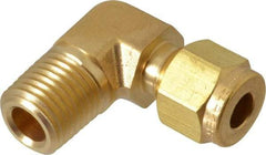 Parker - 1/4" OD, Brass Male Elbow - 3,500 Max Working psi, 9/16" Hex, Comp x MNPT Ends - Apex Tool & Supply