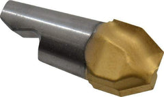 Seco - MM10 E03 Grade T60M Carbide Chamfer Milling Tip Insert - TiAlN/TiN Finish, 2 Flutes, 0.394" Cutting Diam, 0.102" Depth of Cut, 0.377" Extension - Apex Tool & Supply