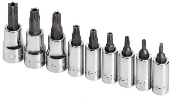 SK - 9 Piece 1/4 & 3/8" Drive Torx Bit Socket Set - T10 to T50 Torx - Apex Tool & Supply