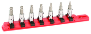 7 Piece - 1.5; 2.0; 2.5; 3.0; 4.0; 5.0; 6.0 On Rail - 1/4" Square Drive with 1/4" Replaceable Hex Bit - Ball End Hex Bit Socket Metric Set - Apex Tool & Supply