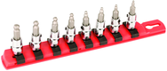 8 Piece - Ball End Hex Bit Socket - 3/32; 7/64; 1/8; 9/64; 5/32; 3/16; 7/32; 1/4" On Rail - 1/4" Square Drive with 1/4" Replaceable Hex Bits - Apex Tool & Supply