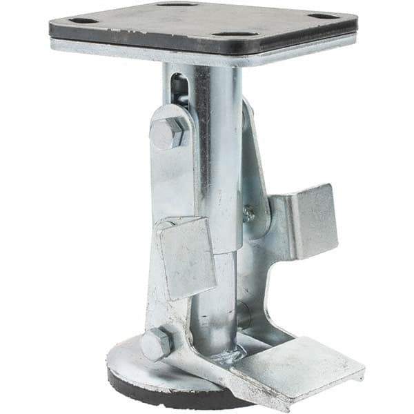 Hamilton - Floor Truck Lock for 5" Diam Caster Wheels - 5-3/4" Retracted Clearance, 4" x 4-1/2" Top Plate Size, 2-5/8" x 3-5/8" Slotted to 3" x 3" Bolt Hole Spacing - Apex Tool & Supply