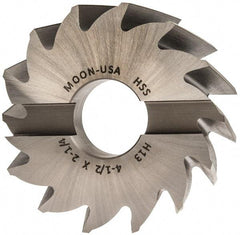 Made in USA - 4-1/2" Diam, 1-1/2" Arbor Hole Diam, 2-1/4" Length of Cut, 14 Flute, High Speed Steel, Finisher Shell End Mill - Right Hand Cut, Right Hand Spiral Flute, Uncoated - Apex Tool & Supply
