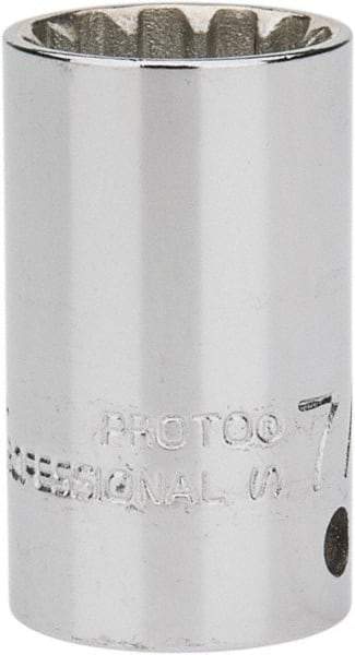 Proto - 1/4" Drive, 7/16" Socket, Spline Socket - 12 Points, 1-1/32" OAL - Apex Tool & Supply
