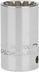 Proto - 1/4" Drive, 7/16" Socket, Spline Socket - 12 Points, 1-1/32" OAL - Apex Tool & Supply